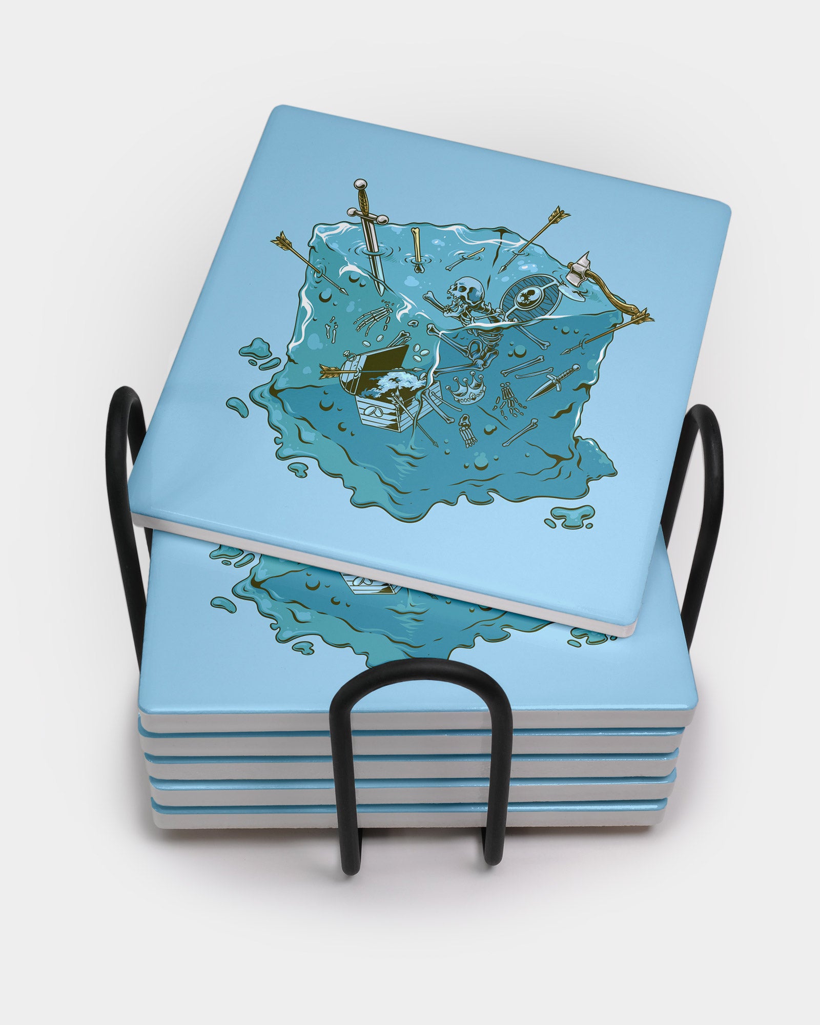 Blue Jelly Cube Square Coaster Set